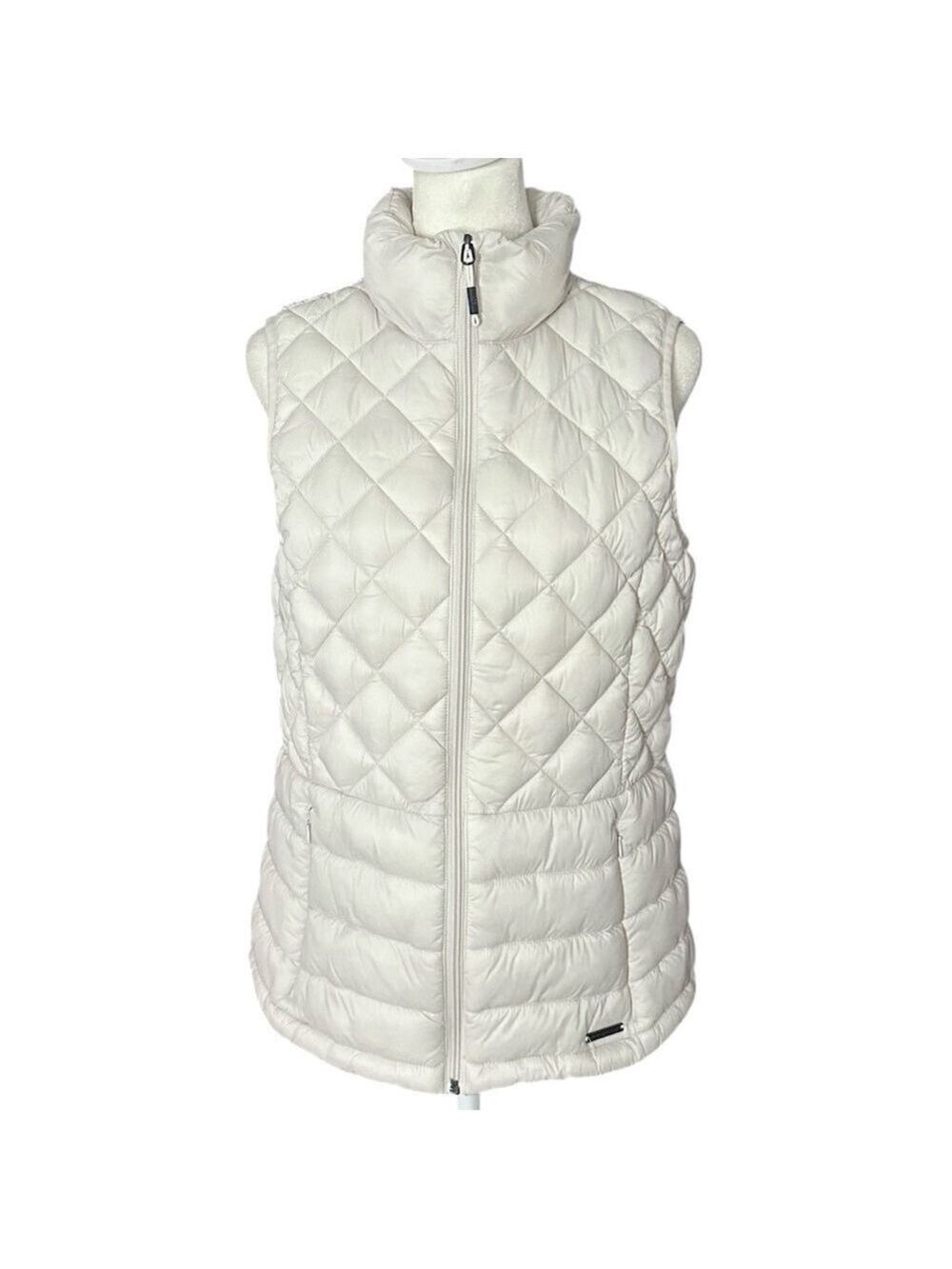 ZeroXposur Elena Quilted Vest with Pockets Full Zip White Size Small